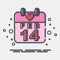 icoon Valentijn dag kalender. Valentijn dag viering elementen. pictogrammen in mbe stijl. mooi zo voor afdrukken, affiches, logo, partij decoratie, groet kaart, enz. vector