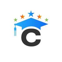 onderwijs logo ontwerp sjabloon met c brief afstuderen hoed vector sjabloon