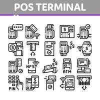 pos terminal apparaat collectie iconen set vector