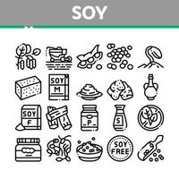 soja Boon voedsel Product verzameling pictogrammen reeks vector