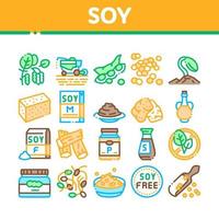 soja Boon voedsel Product verzameling pictogrammen reeks vector