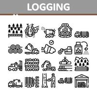 hout loggen industrie verzameling pictogrammen reeks vector