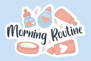 ochtend- routine, huid zorg en schoonheid producten vector