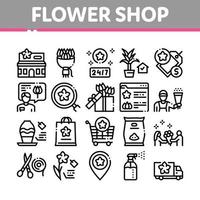 bloemenwinkel boutique collectie iconen set vector