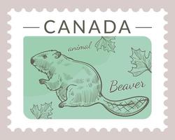 Canada poststempel, bever dier Aan ansichtkaart vector