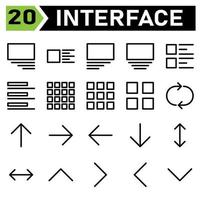 web koppel icoon reeks omvatten media, Rechtsaf, lay-out, afbeelding, links, centrum, lijst, duim, koppel, Open menu, na, rooster, menu, vormen, kijk maar uitrusting, lus, pijlen, herladen, richting, omhoog, pijl, naar beneden vector