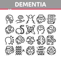Dementie hersenen ziekte verzameling pictogrammen reeks vector