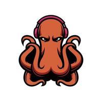 nieuw Octopus koptelefoon mascotte ontwerp vector