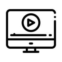 kijk maar film Aan computer icoon vector schets illustratie