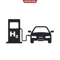 milieuvriendelijk waterstof brandstof station, brandstof pomp en auto. geïsoleerd vector icoon