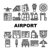 luchthaven elektronisch uitrusting pictogrammen reeks vector