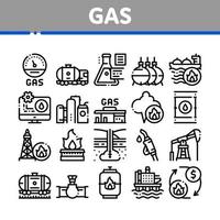 gas- brandstof industrie verzameling pictogrammen reeks vector