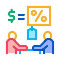 onderhandeling tafel interesseren en geld icoon vector illustratie