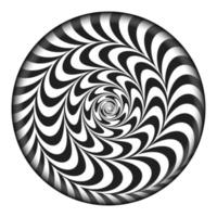radiaal spiraal vector psychedelisch illustratie. grappig omwenteling effect. zwart en wit ronddraaien stralen achtergrond.