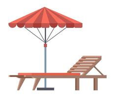 meubilair voor strand, sjees lounge en paraplu vector