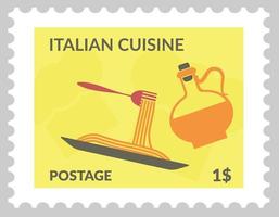 Italiaans keuken, pasta en olijf- olie poststempels vector