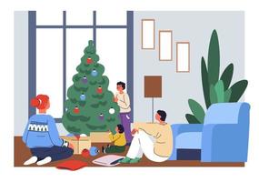 Kerstmis vakantie viering, familie nieuw jaar vector