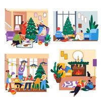 Kerstmis vakantie viering Bij huis, familie vector