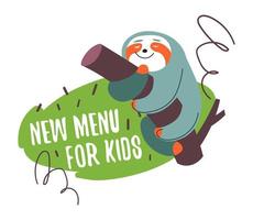 nieuw menu voor kinderen, kinderen voedsel, koala banier vector