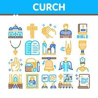 kerk Christendom verzameling pictogrammen reeks vector