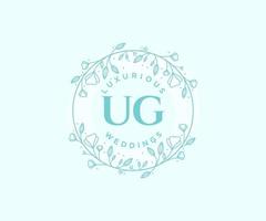 ug initialen brief bruiloft monogram logos sjabloon, hand- getrokken modern minimalistisch en bloemen Sjablonen voor uitnodiging kaarten, opslaan de datum, elegant identiteit. vector