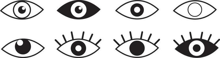 oog icoon set. gezichtsvermogen symbool. netvlies scannen oog pictogrammen. gemakkelijk ogen verzameling. oog silhouet. vector eps 10