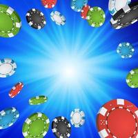 online casino winnaar achtergrond. explosie poker chips illustratie. contant geld winnend prijs geld concept illustratie vector