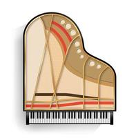 groots piano geopend vector. realistisch zwart groots piano top visie. geïsoleerd illustratie. musical instrument. vector