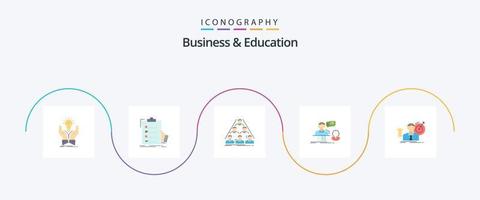 bedrijf en onderwijs vlak 5 icoon pak inclusief chatten. ontmoeting. expertise. bedrijf. bouwen vector