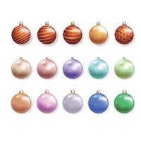 3d kleurrijk realistisch kerstmis ornament decoratie snuisterij bal vector