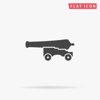 kanon, oorlog wapen vlak vector icoon. hand- getrokken stijl ontwerp illustraties.