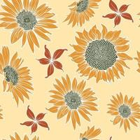 naadloos patroon in herfst kleuren met bloemen en zonnebloem bloemblaadjes. idee voor behang, textiel. vector illustratie