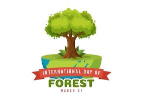 wereld bosbouw dag Aan maart 21e illustratie naar onderwijzen, liefde en beschermen de Woud in vlak tekenfilm hand- getrokken landen bladzijde Sjablonen vector