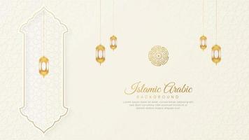 Islamitisch Arabisch wit luxe achtergrond met meetkundig patroon en mooi ornament vector