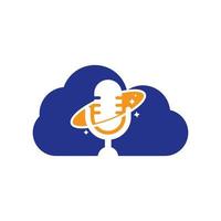 podcast planeet wolk vorm concept vector logo ontwerp. creatief ruimte podcast logo ontwerp.