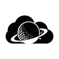 planeet golf en wolk vorm vector logo ontwerp. golf bal en planeet vector logo ontwerp sjabloon.