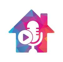 video Speel podcast logo sjabloon ontwerp. podcast kanaal of radio logo ontwerp vector