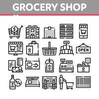 kruidenier winkel boodschappen doen verzameling pictogrammen reeks vector