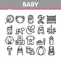 baby kleren en gereedschap verzameling pictogrammen reeks vector
