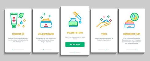 huid zorg kunstmatig onboarding elementen pictogrammen reeks vector