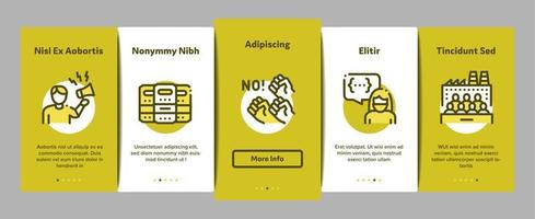 protest en staking onboarding elementen pictogrammen reeks vector