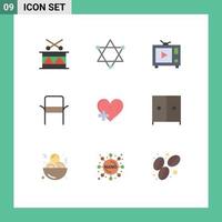 9 creatief pictogrammen modern tekens en symbolen van plus liefde film hart huis bewerkbare vector ontwerp elementen