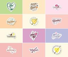 vieren de magie van liefde Aan Valentijnsdag dag stickers vector