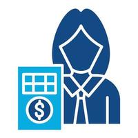 accountant vrouw glyph twee kleur icoon vector