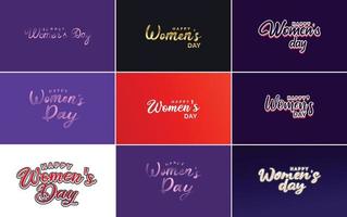 reeks van kaarten met Internationale vrouwen dag logo en een helder. kleurrijk ontwerp vector