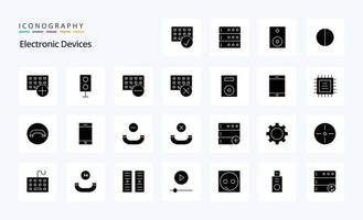 25 apparaten solide glyph icoon pak vector