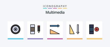 multimedia lijn gevulde 5 icoon pak inclusief . uploaden. sorteren. aflopend. creatief pictogrammen ontwerp vector