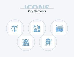 stad elementen blauw icoon pak 5 icoon ontwerp. coach. autobus. licht. recreatie. stad vector
