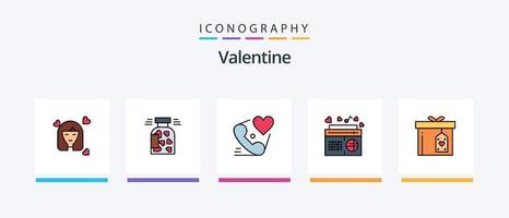 Valentijn lijn gevulde 5 icoon pak inclusief liefde. valentijnskaarten. liefde. valentijn. korting. creatief pictogrammen ontwerp vector
