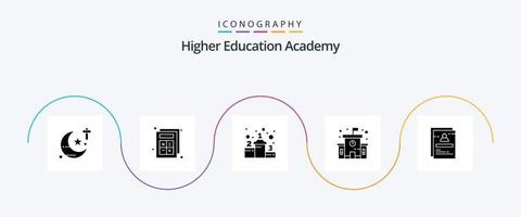 academie glyph 5 icoon pak inclusief leerling. school. prestatie. bladzijde. onderwijs vector